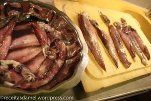 Les calamars pendant la préparation